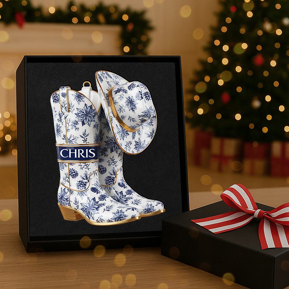 Personalized Gifts For Christmas, Cowboy Cowgirl Toile de Jouy Custom Shape Acrylic Ornament 01pgta011025-Homacus