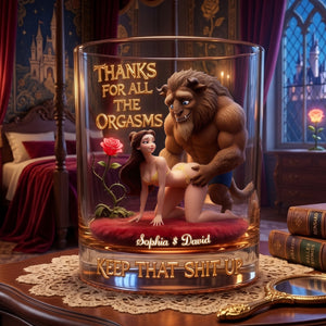 Naughty Fairytale Couple Round Glass - Personalized Gifts For Couples 01HULU270526-Homacus