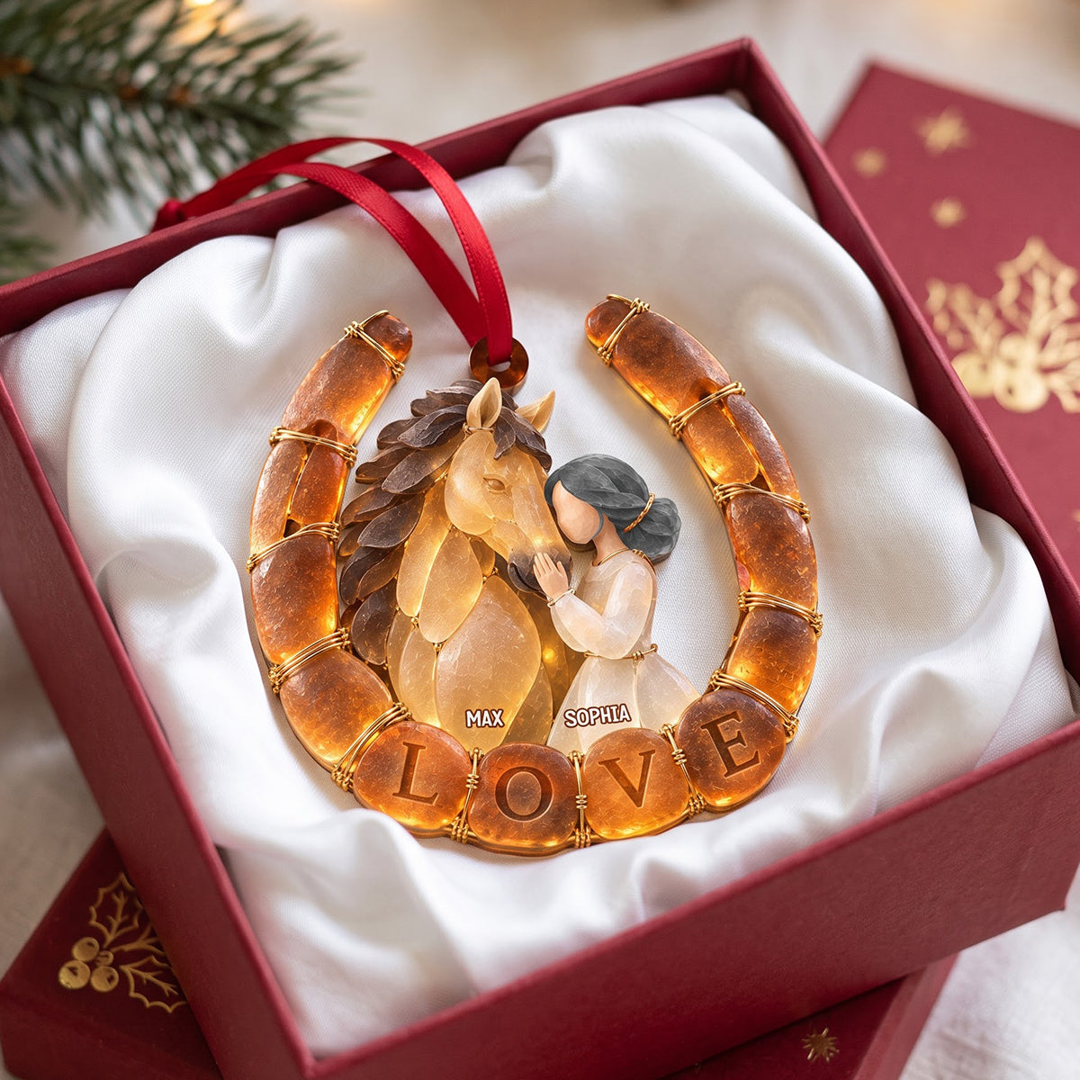 Attuned Horse Girl Sea Glass Effect Ornament, Personalized Gifts For Horse Lovers 05QHTN101026-Homacus