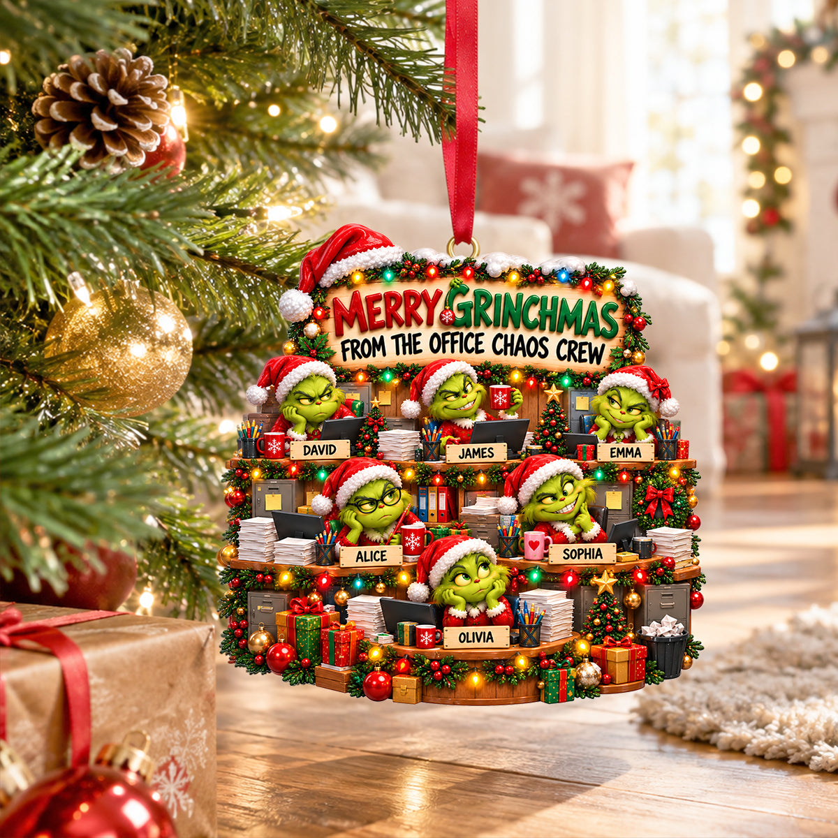 Funny Office Chaos Crew Acrylic Ornament - Personalized Gift For Coworkers 05TOTN161026-Homacus