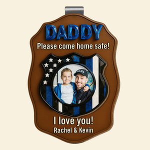 Drive Safe, Firefighter Police Dad Car Visor Clip Custom Photo Gifts 05NADT280525-Homacus