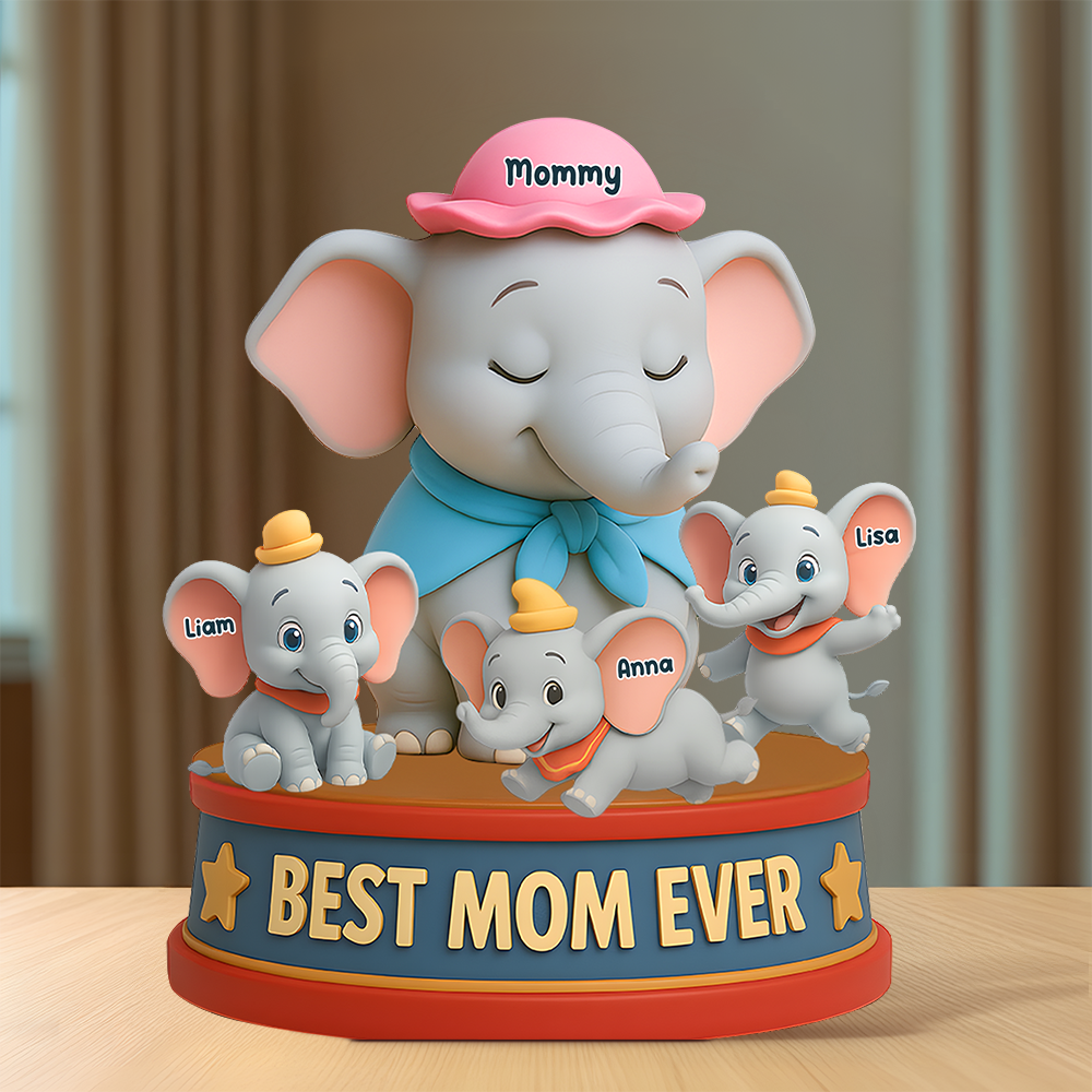 Personalized Gifts For Elephant Mom Acrylic Plaque, Happy Mom 01NAPU140425-Homacus