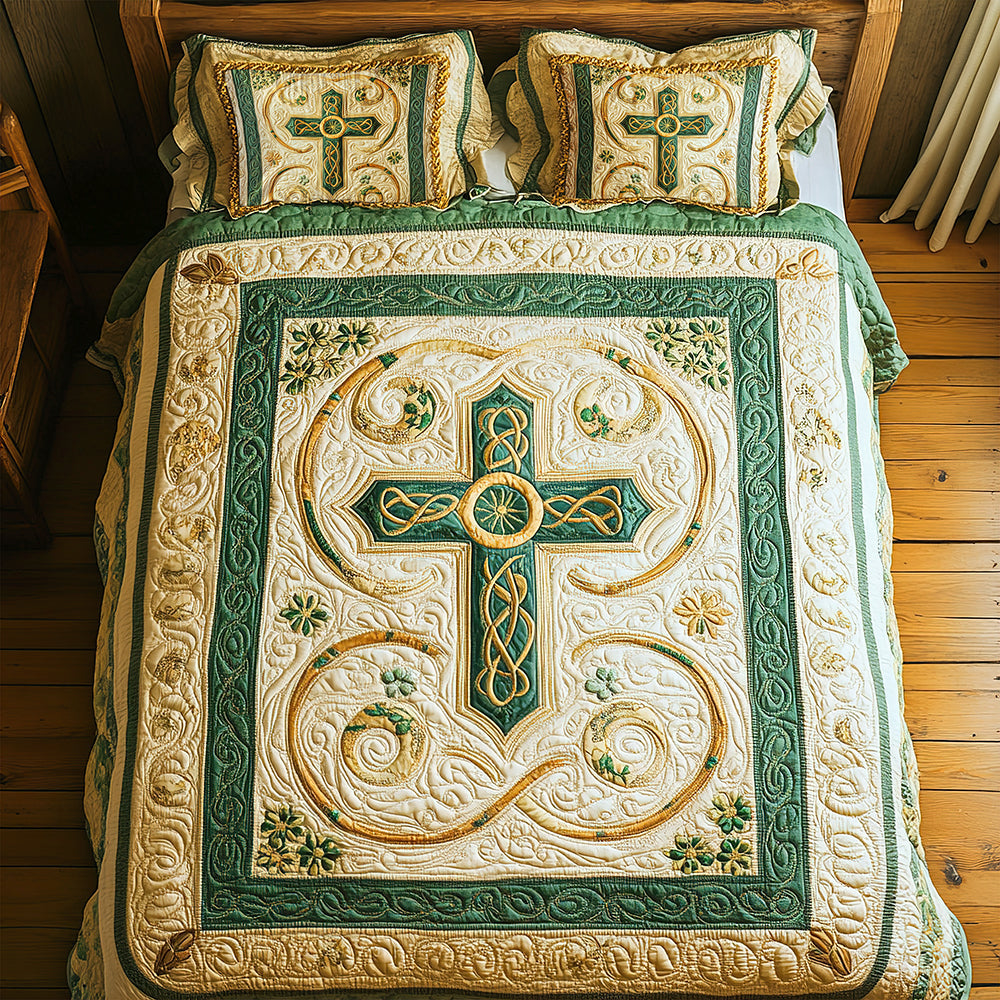 Gifts For Christian Quilt Bedding Set Special Line - St. Patrick's Edition, Celtic Cross 01tgqn180125-Homacus
