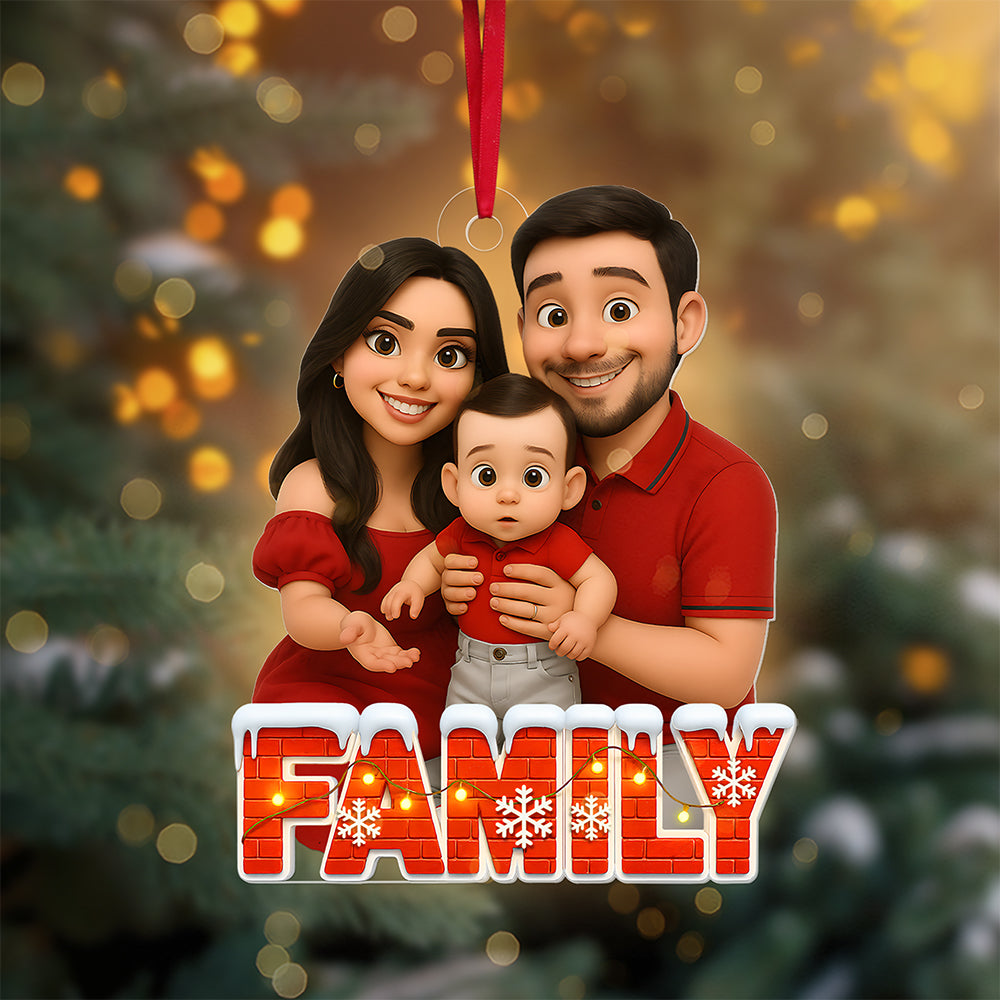 Family Cartoon Art Ornament - Custom Photo Gifts For Family 04pgta110825-Homacus