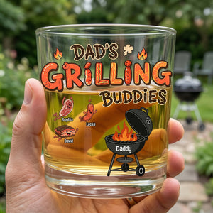 Grilling Buddy Dad And Kids 11oz Round Glass - Personalized Gifts For Father's Day Glass 02QHTN020626-Homacus
