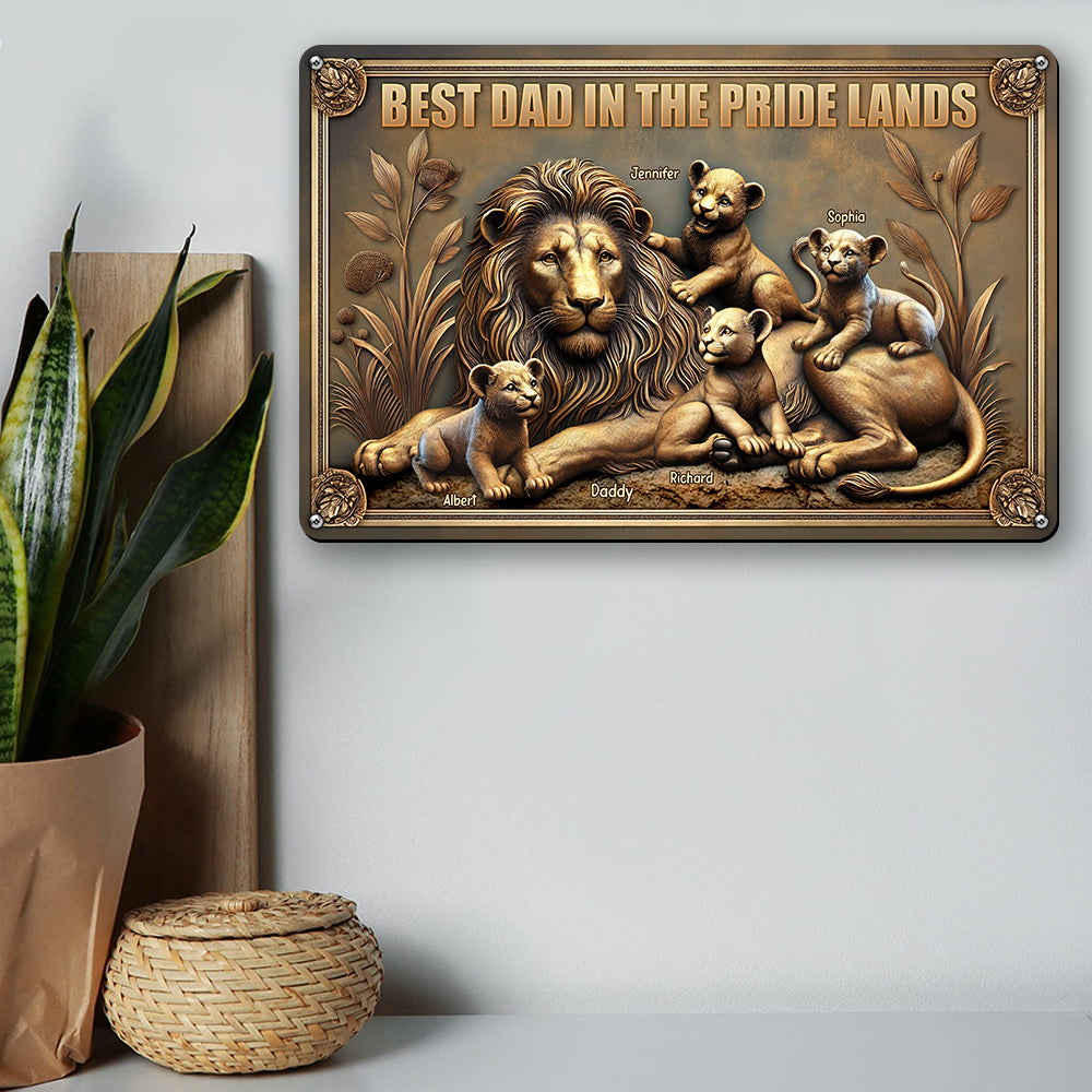 Lion Dad Metal Sign - Personalized Gifts For Dad 02naqn290425-Homacus