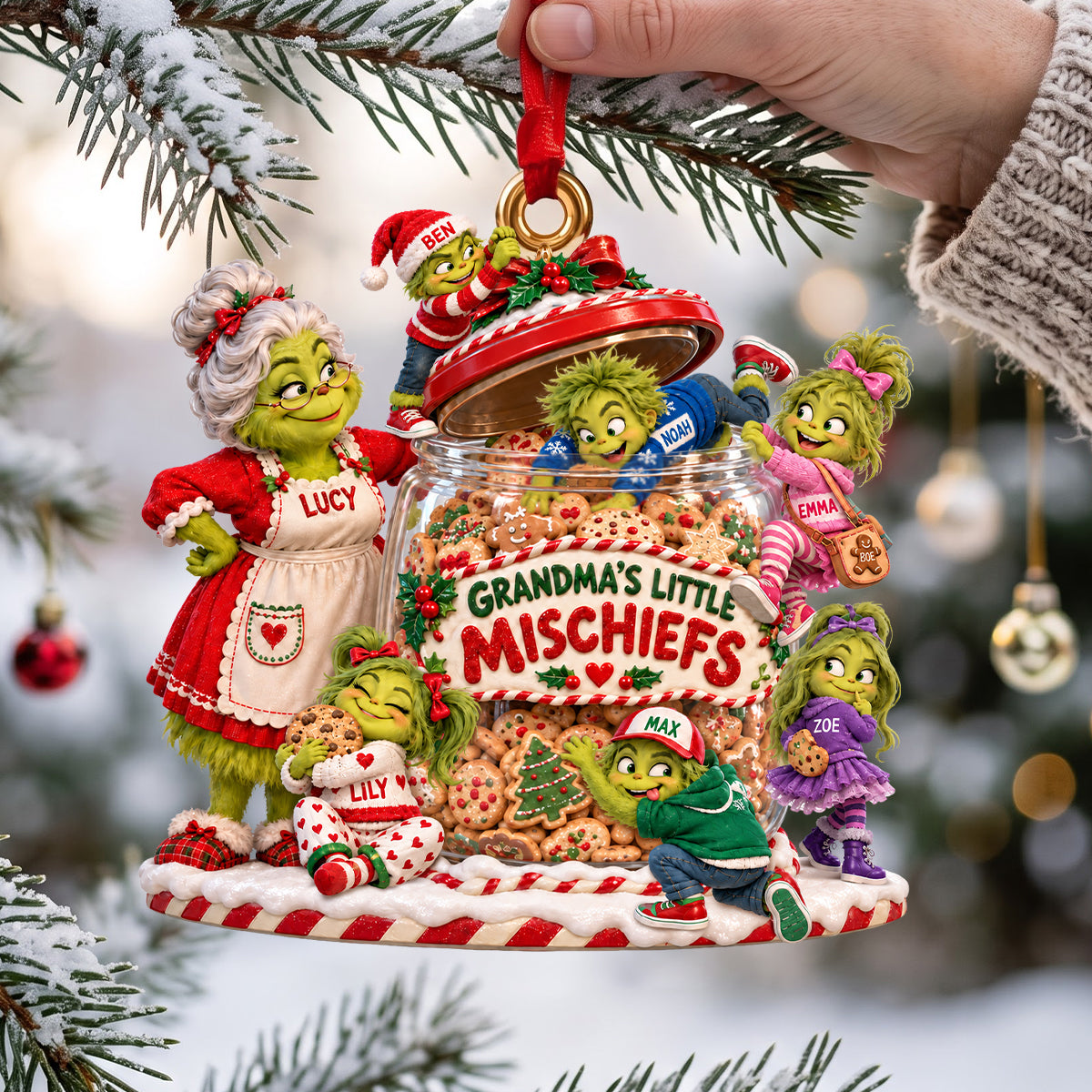 Christmas Mischievous Family Ornament - Personalized Gifts For Grandma 01hadh161026-Homacus
