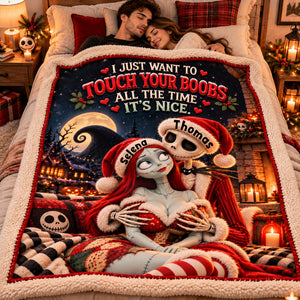 Cheeky Horror Couple Blanket - Personalized Gifts For Couple Christmas Blanket 02NALU121026-Homacus
