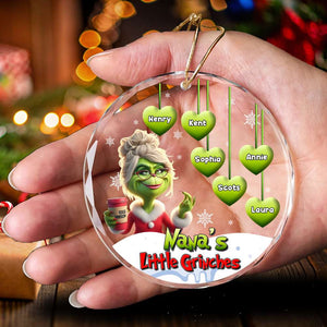 Grandma Ornament - Green Monster - Personalized Gifts For Nana, Gigi With Little Hearts-Homacus