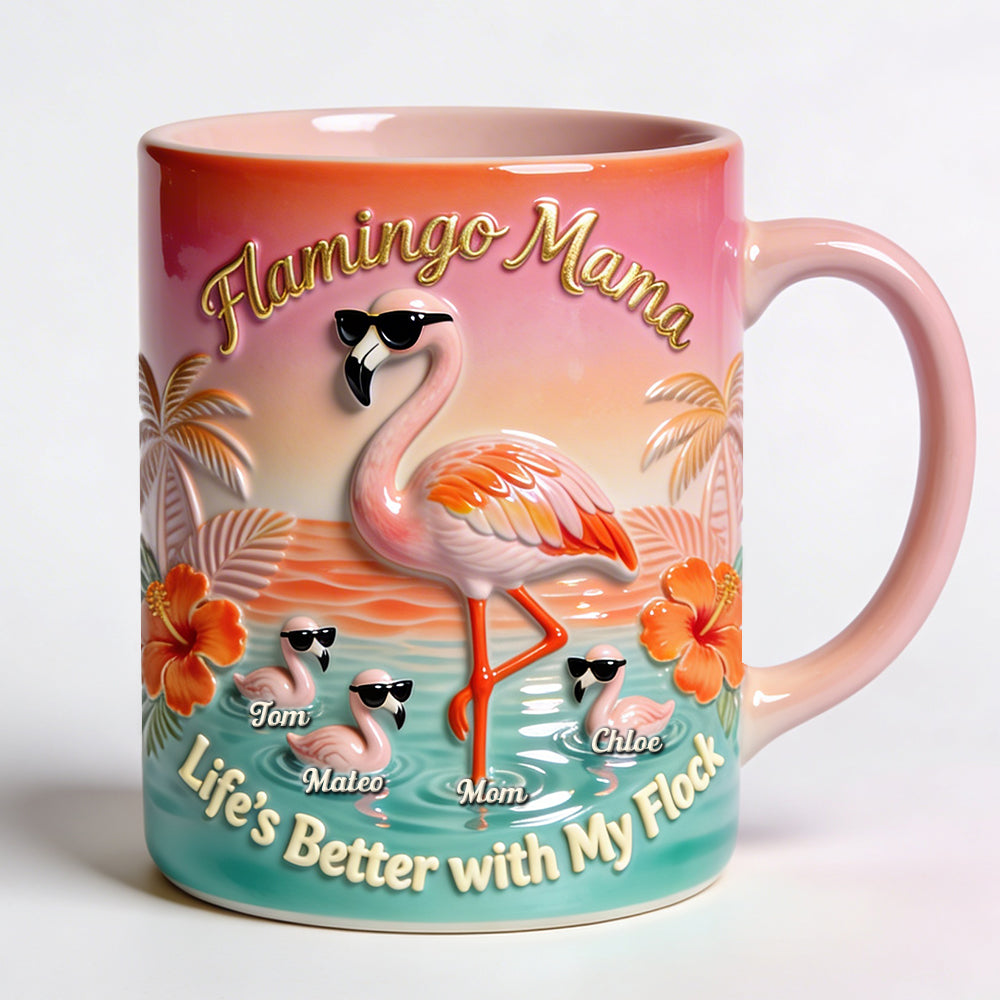 Flamingo Mom With Kids Accent Mug - Personalized Gifts For Mom 01pgdt040326-Homacus