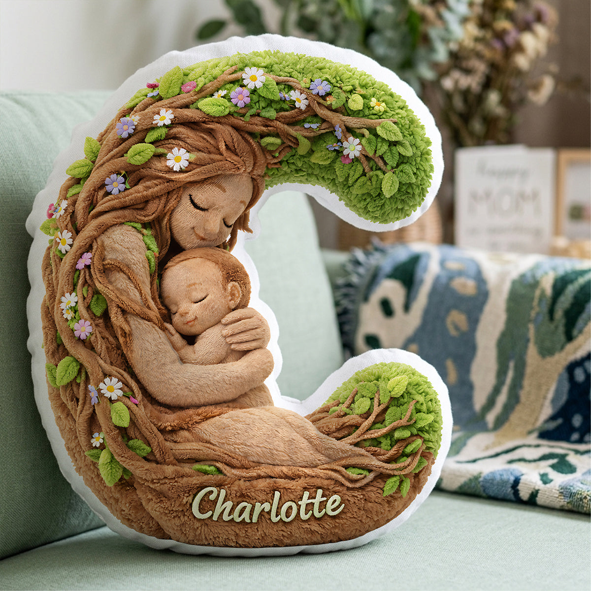 Forest Mom Alphabet Custom Shaped Pillow - Personalized Gifts For Mother 01huta221225-Homacus