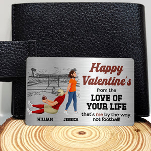 Personalized Gifts For American Football Couple Wallet Card, Funny Message 02qhdt091224pa-Homacus