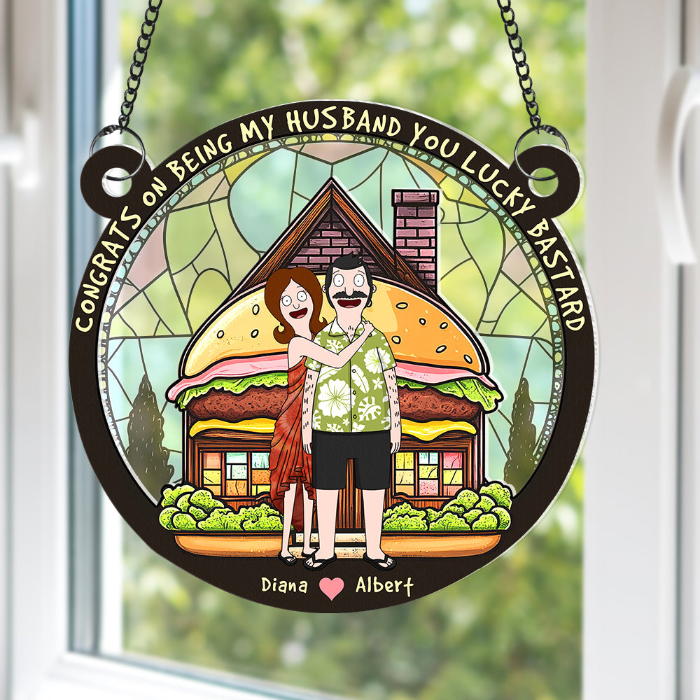 Personalized Gifts For Couple Suncatcher Ornament, Congrats On Being My Husband 01tgqn130225hg-Homacus