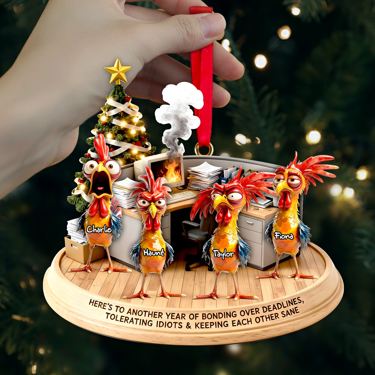 Office Chaos Chicken Acrylic Ornament - Personalized Gift For Coworkers 03QHLU111125-Homacus