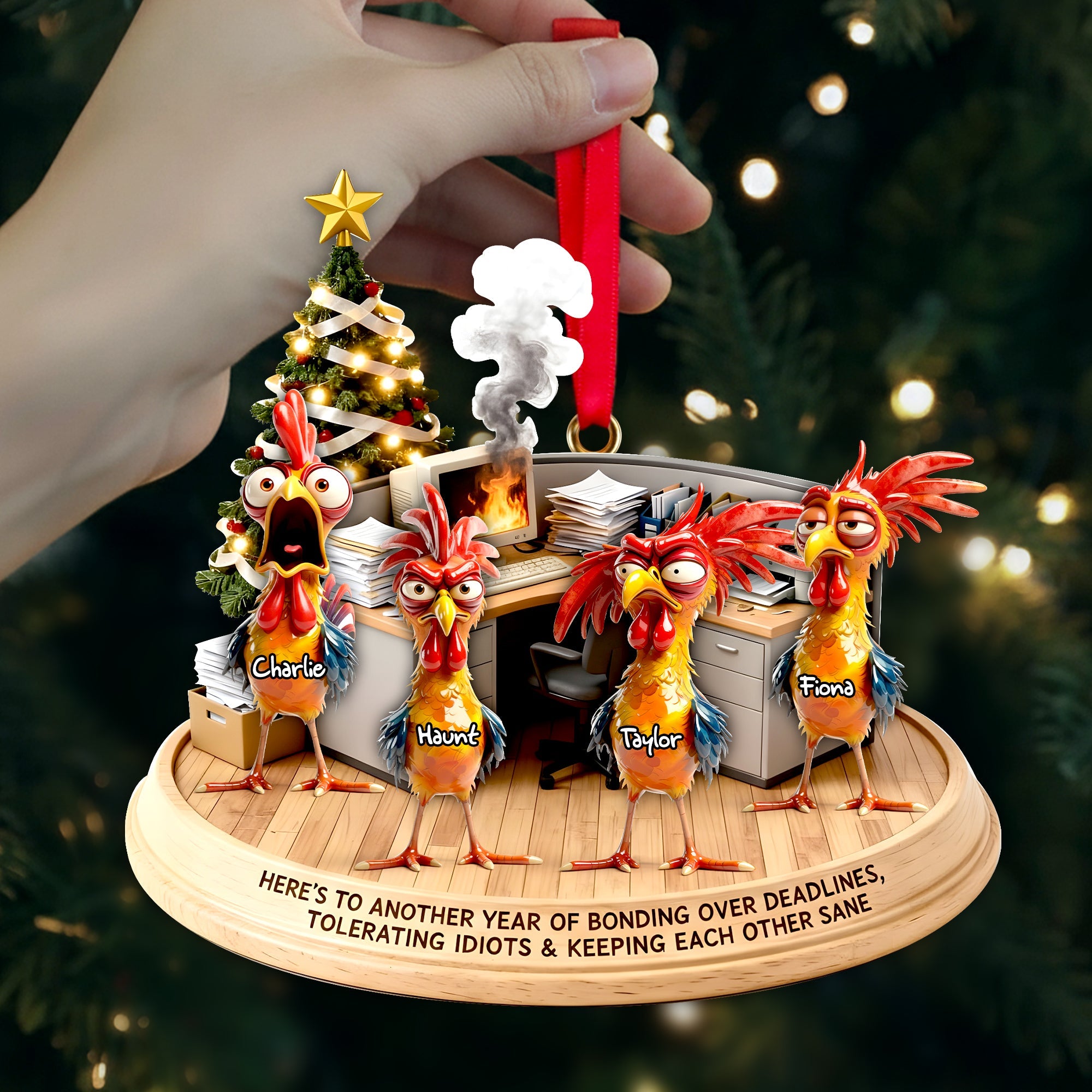 Office Chaos Chicken Acrylic Ornament - Personalized Gift For Coworkers 03QHLU111125-Homacus