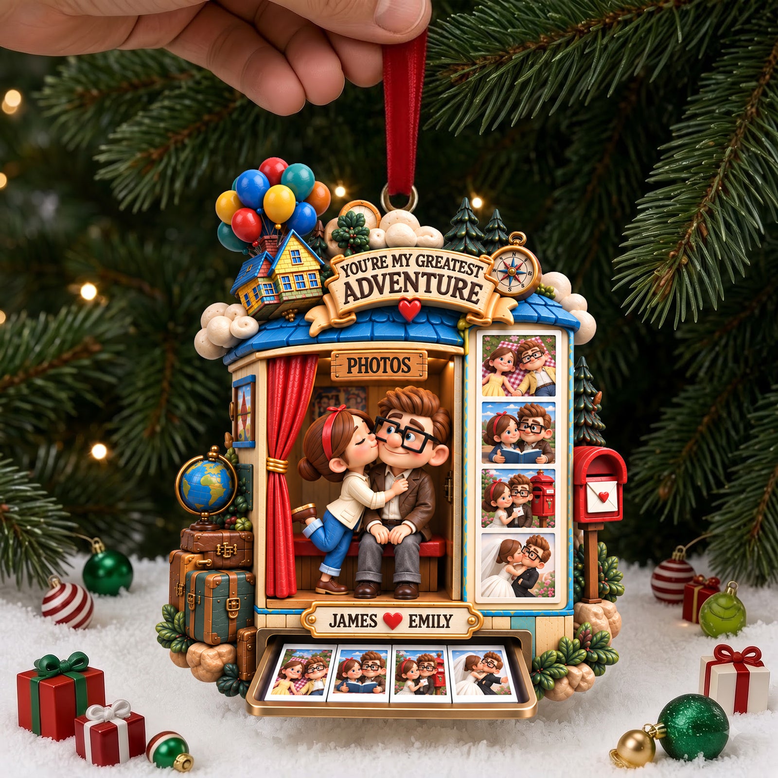 Adventurous Couple Photo Booth Ornament - Personalized Christmas Gift For Couples 05HALU220926-Homacus