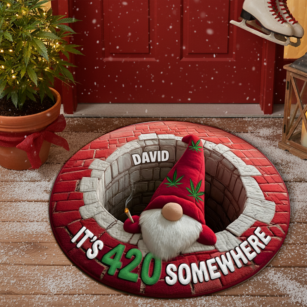 Chill Gnome Weed Round Mat - Personalized Christmas Gifts For Stoners 04TOLU220925-Homacus