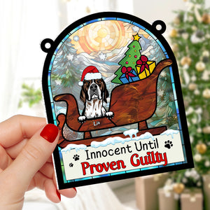 Personalized Gifts For Dog Lovers Suncatcher Ornament 042hutn190724 Naughty Dog Christmas-Homacus