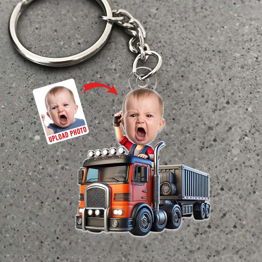 Custom Photo Gifts For Kid Keychain Kid Trucker 01OHDT091224-Homacus