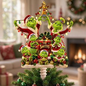 Mischievous Family Christmas Tree Topper - Personalized Gifts For Family 01pata011026
