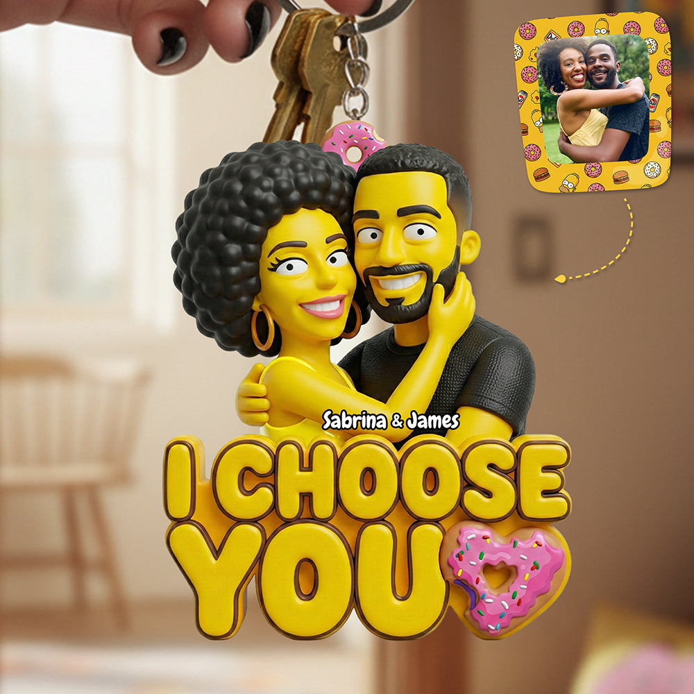 I Choose You Couple Keychain - Custom Photo Gifts For Couple Keychain 02HUTA230126-Homacus