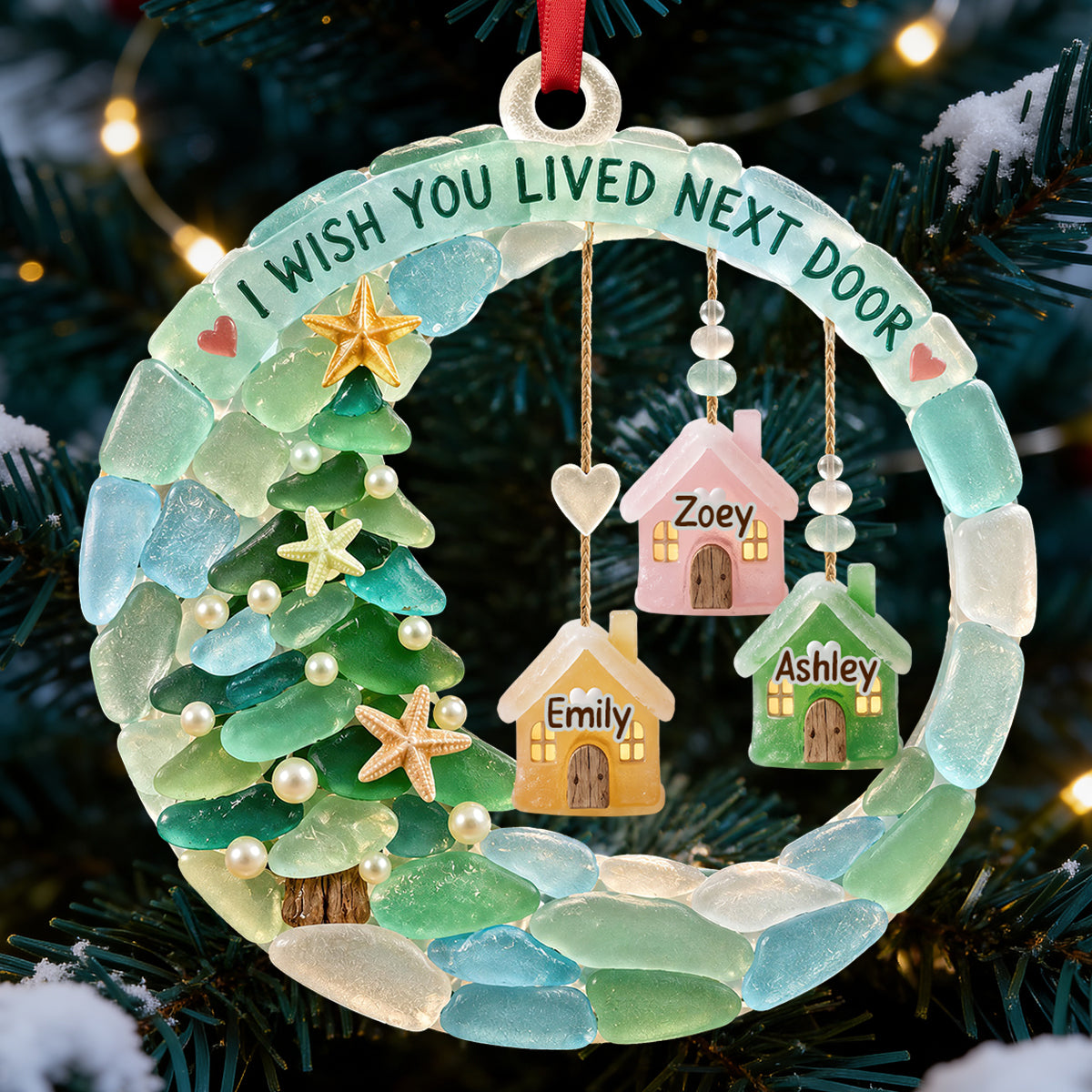 Besties House Seaglass Acrylic Ornament - Personalized Christmas Gifts 01nadt211026