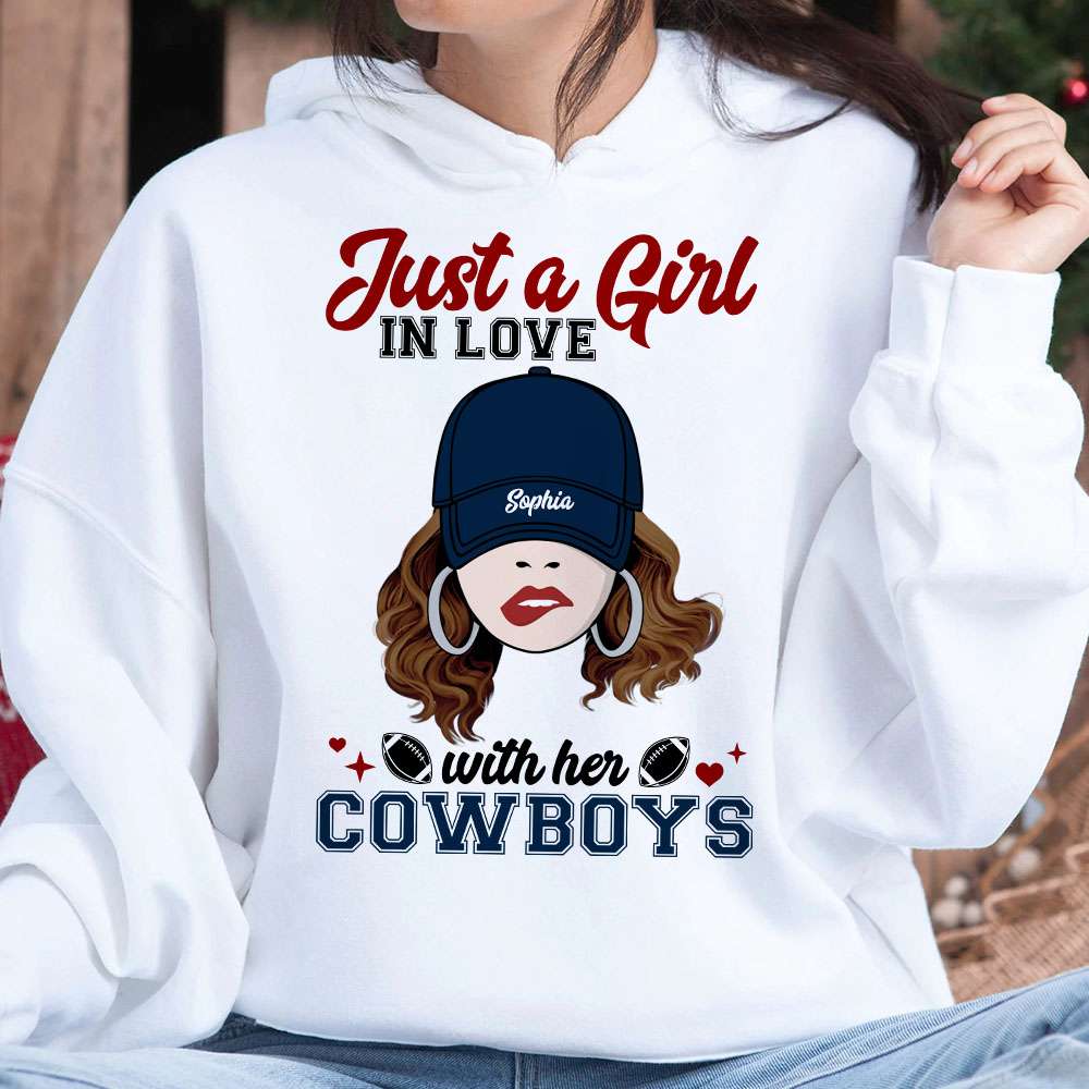 Personalized Gifts For American Football Shirt Just A Girl With Her Team Logo-Homacus