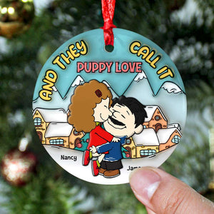 Personalized Gifts for Couple Ceramic Ornament Puppy Love Christmas 02xqpu200724hg-Homacus