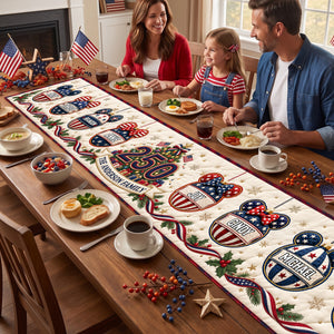 Christmas Family Bubble Quilted Table Runner - Personalized Gifts For Family 05nadh260826
