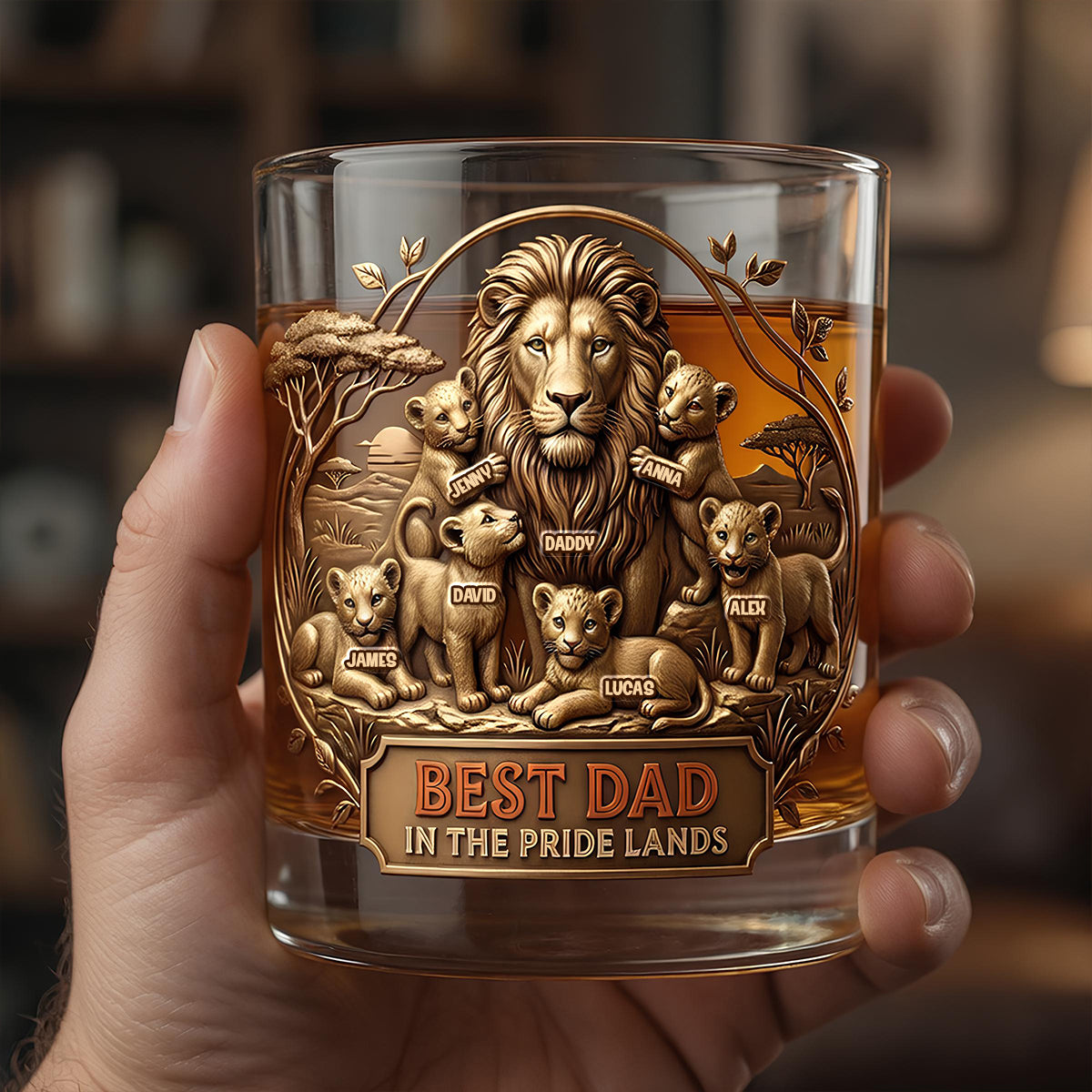 Best Dad In The Pride Lands 11oz Round Glass - Personalized Father's Day Gifts 01totn110526-Homacus