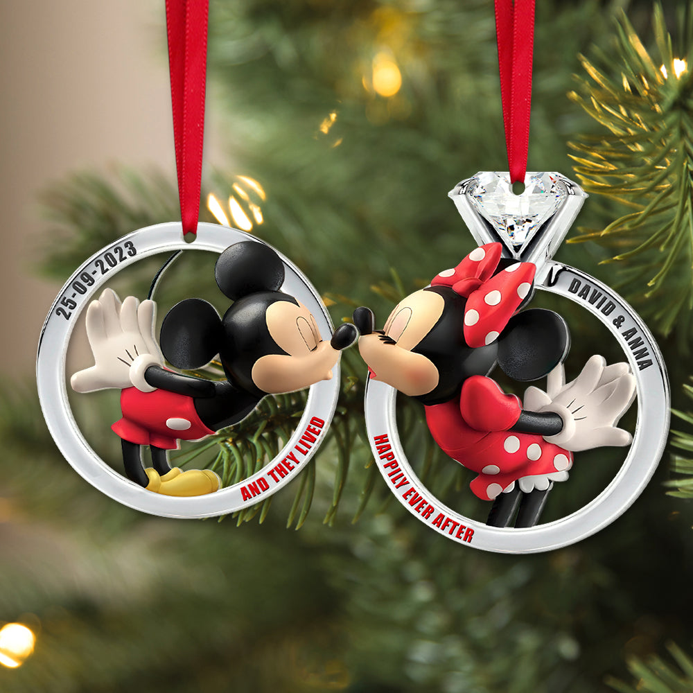 Personalized Gifts For Couple Matching Ornament Kissing Mouses in Christmas Rings-Homacus