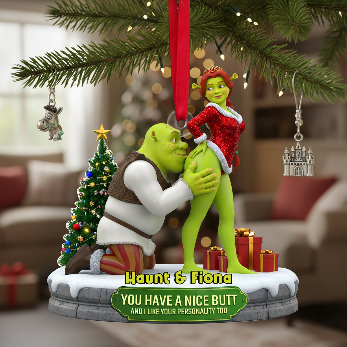 Cheeky Kisses Couple Acrylic Ornament - Personalized Christmas Gifts For Couples 04OHLU300925-Homacus