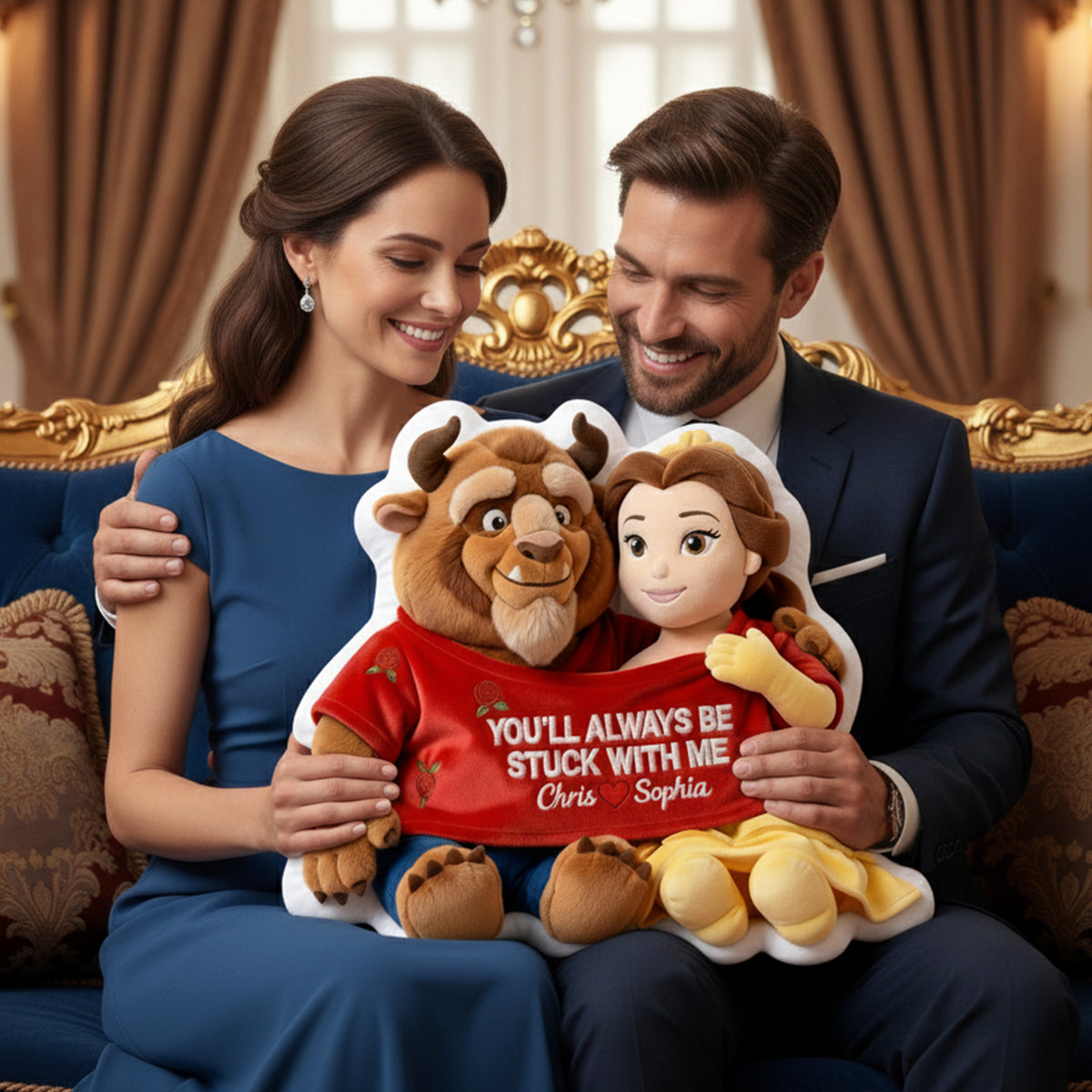 Fairy Tale Couple In Cute Shirt Shaped Pillow, Personalized Gifts For Couple 03QHLU111225-Homacus