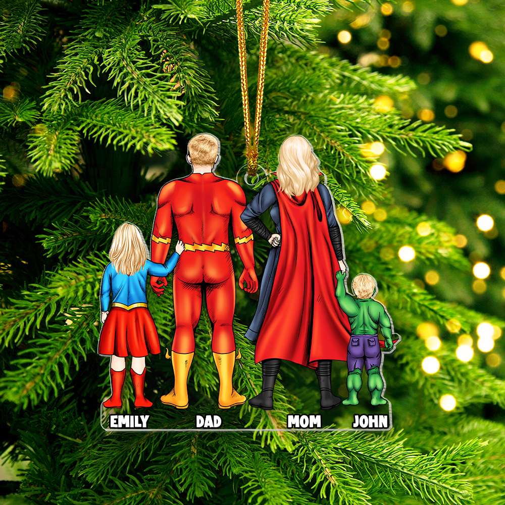 Personalized Gift For Family Christmas Ornament Hero Family 02HUMH231124PA-Homacus