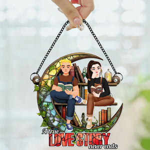 Personalized Gifts For Couple Suncatcher Ornament Book Lover 02XQDT031224PA-Homacus