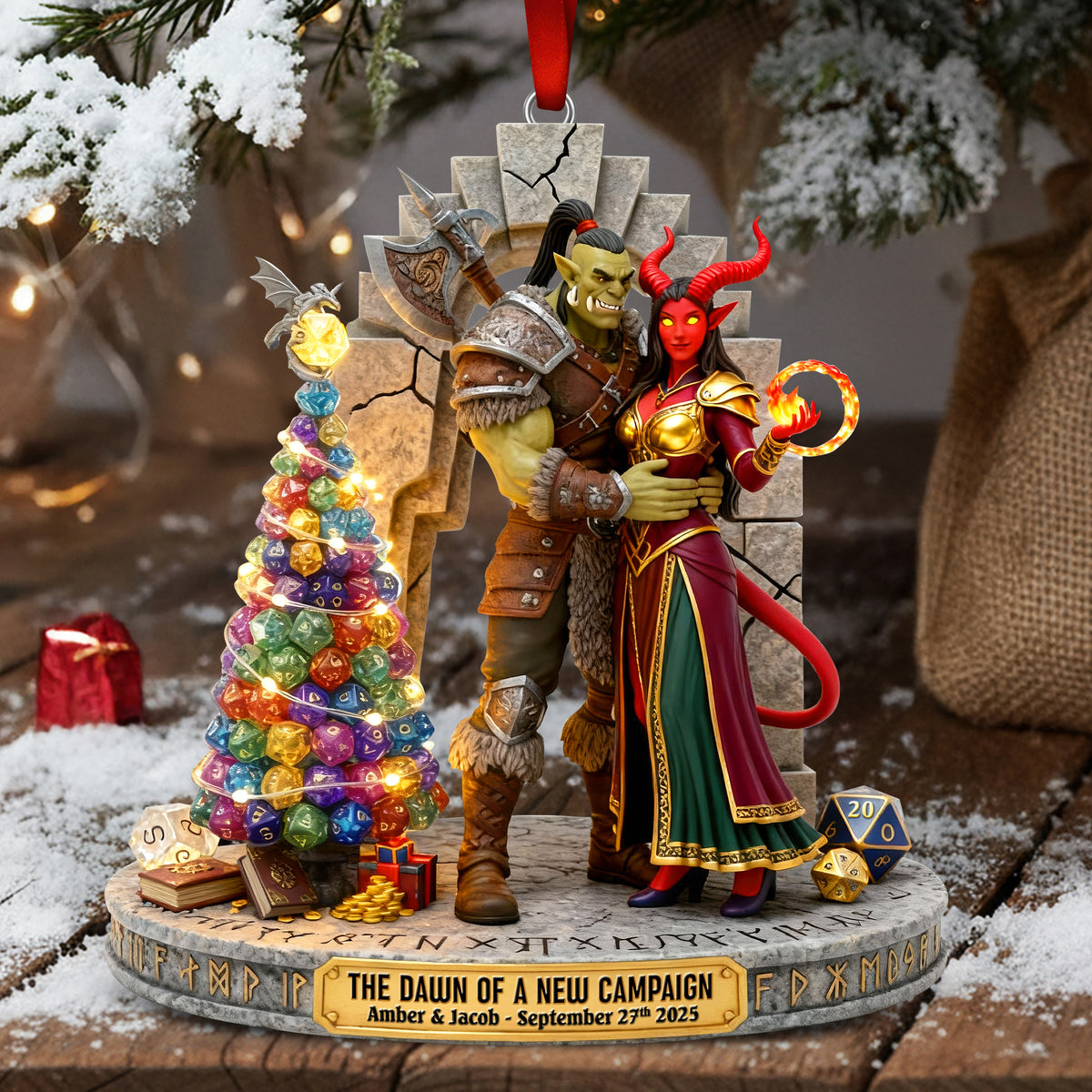 Monster & Devil Newlywed Couple Acrylic Ornament, Personalized Gifts For Couple 08qhqn191125-Homacus