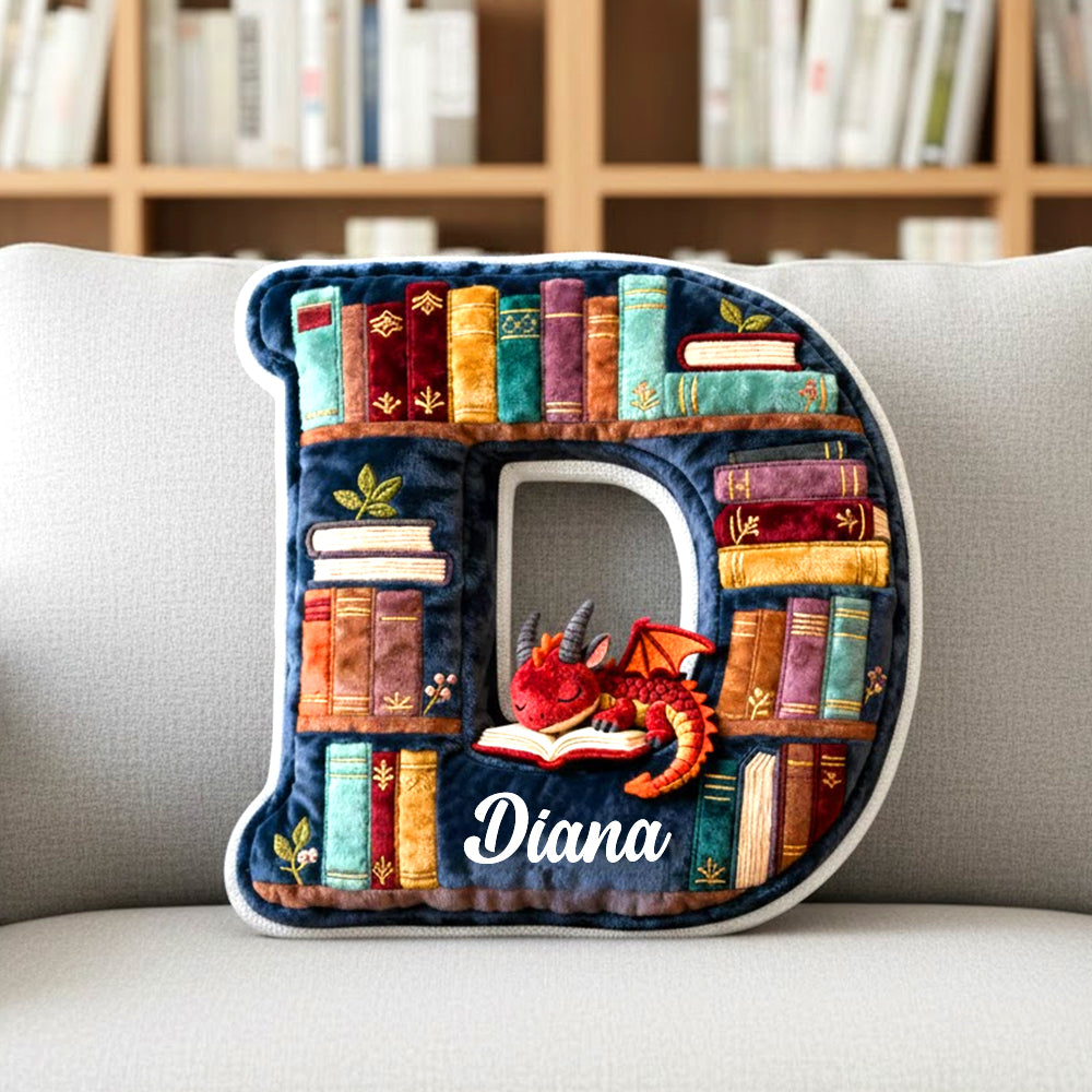 Book Dragon Alphabet Initial Letters Pillow, Personalized Gifts For Book Lovers 05qhtn191125-Homacus