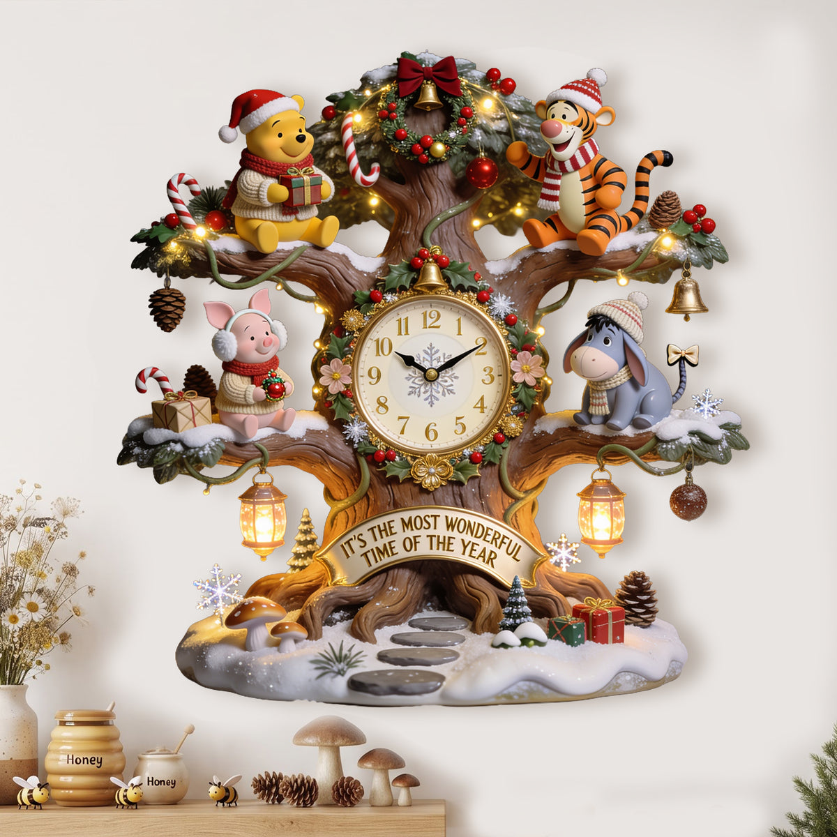 Cozy Winter Tree Acrylic Hanging Wall Clock - Personalized Gifts For Christmas 07pglu050826