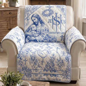 Jesus Christ Savior Toile De Jouy Quited Sofa Cover, Personalized Gifts For Christians 01qhdt290626