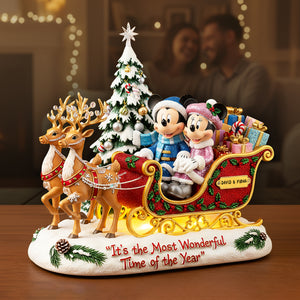 Couple Reindeer Sleigh Acrylic Plaque - Personalized Gifts For Couple Christmas Plaque 08PGLU281025-Homacus