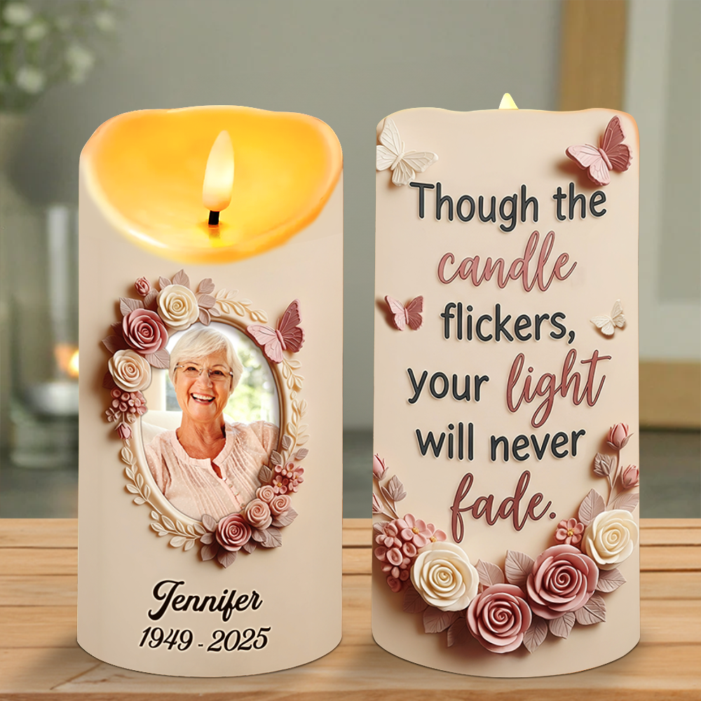 Eternal Memory Glow LED Candle - Custom Photo Human Memorial Gifts 05pgpu110725-Homacus
