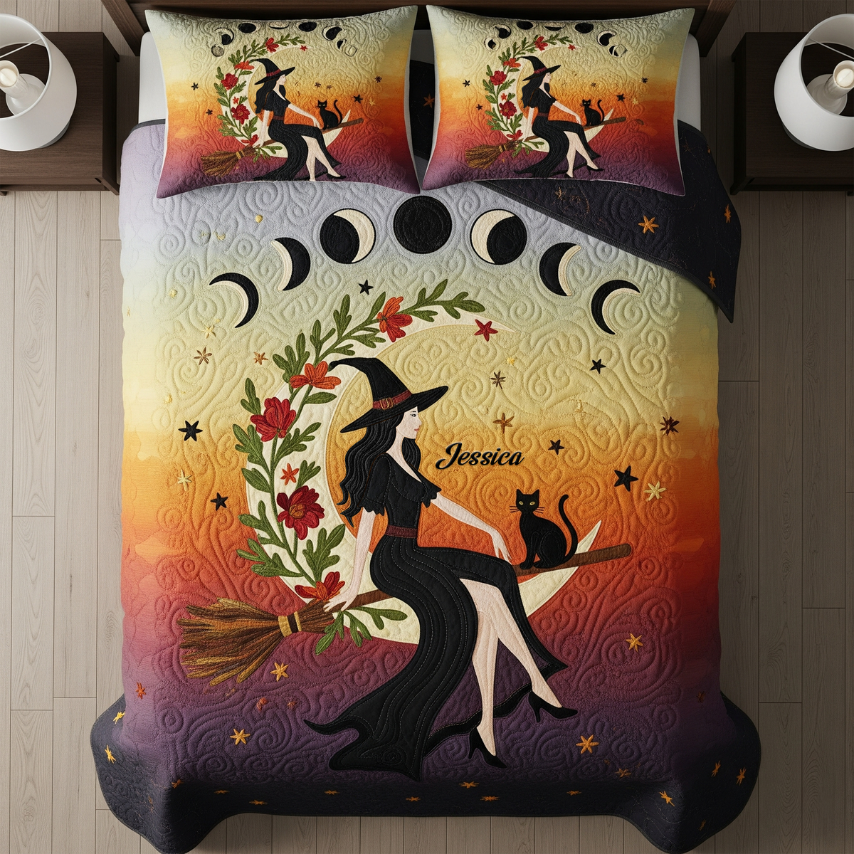 Mabon Witch Autumn Moon Quilt Bed Set - Personalized Gifts For Wiccan 02QHLU290725-Homacus