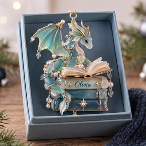 Book Dragon Sea Glass Acrylic Ornament - Personalized Gifts For Book Lovers 01qhlu250926