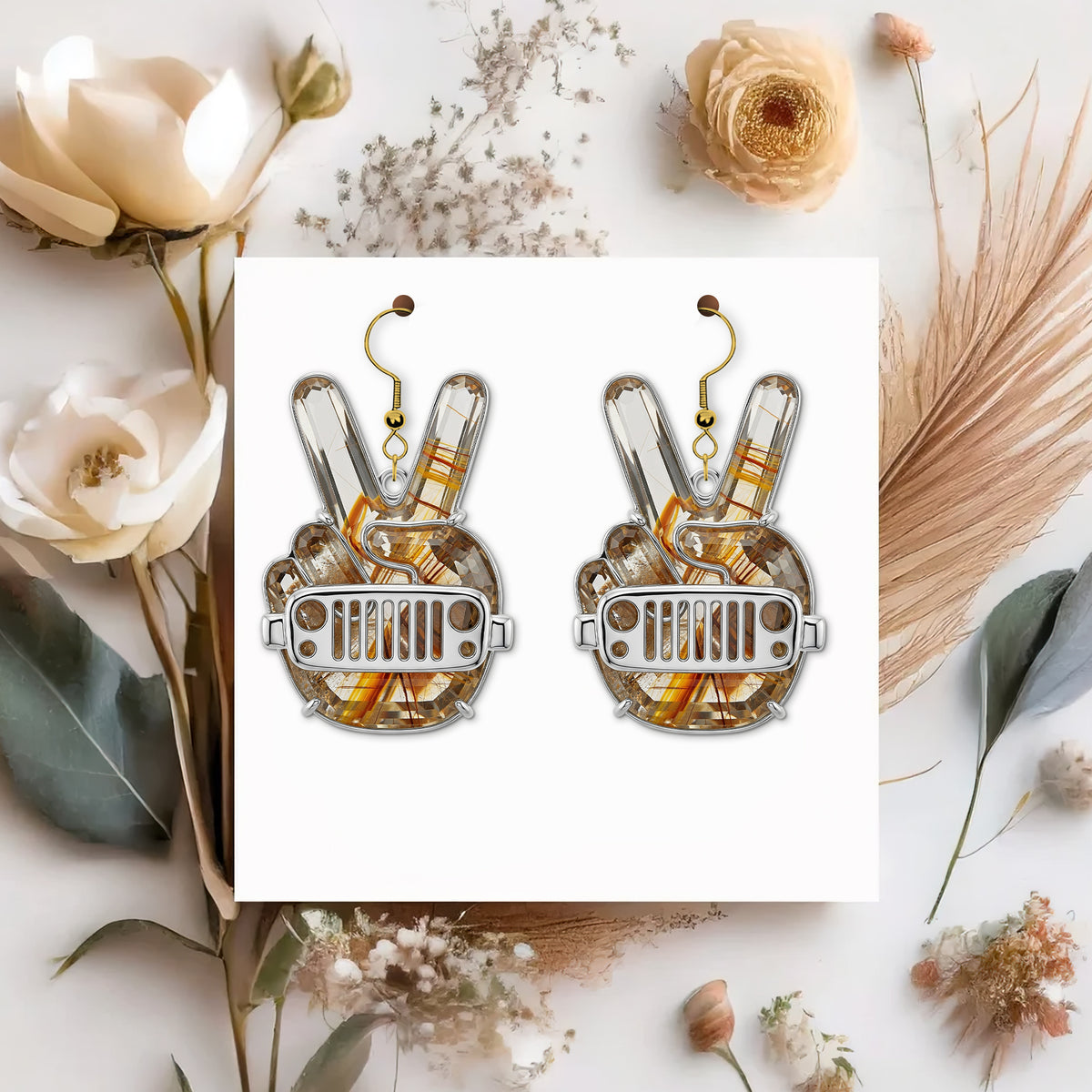 Off-road Hand Sign Earrings, Personalized Gifts For Off-Road Girl 02qhtn120725-Homacus