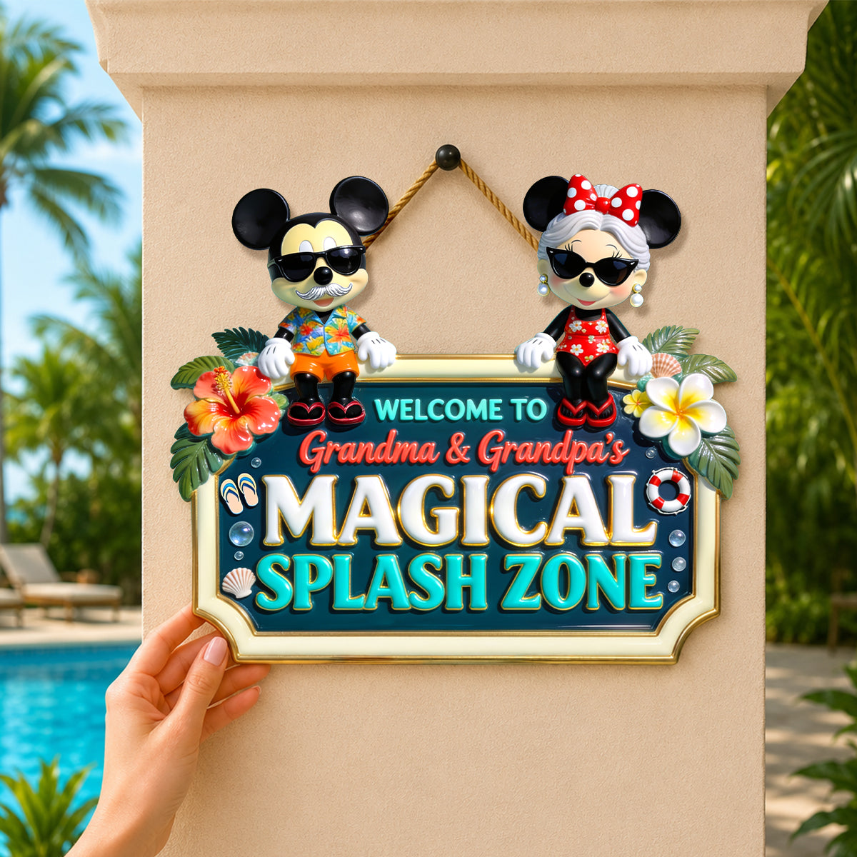 Tropical Splash Zone Acrylic Sign - Personalized Gifts For Grandparents 01PGDH140726-Homacus