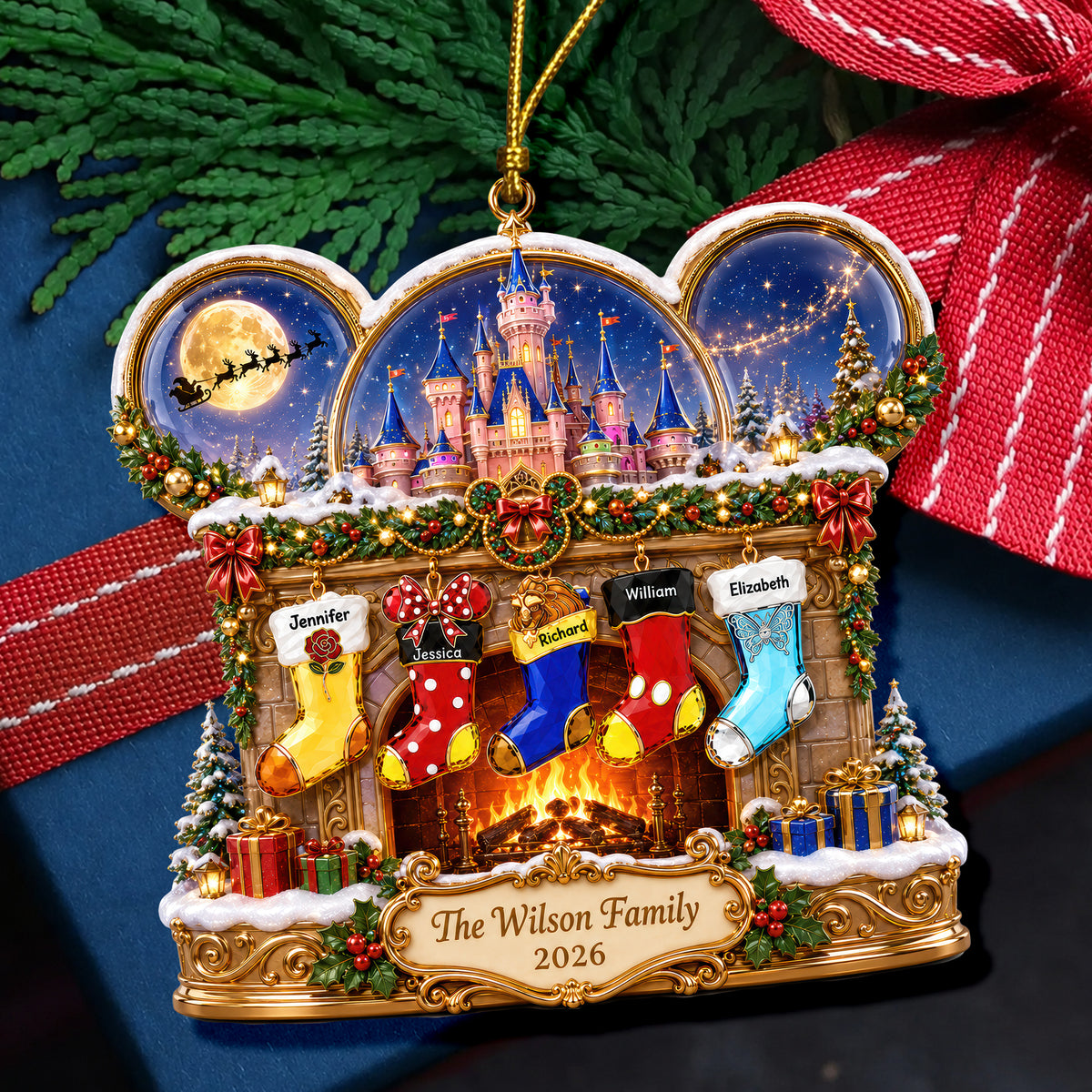Fireplace Stocking Ornament - Personalized Christmas Gifts For Family 02naqn150826