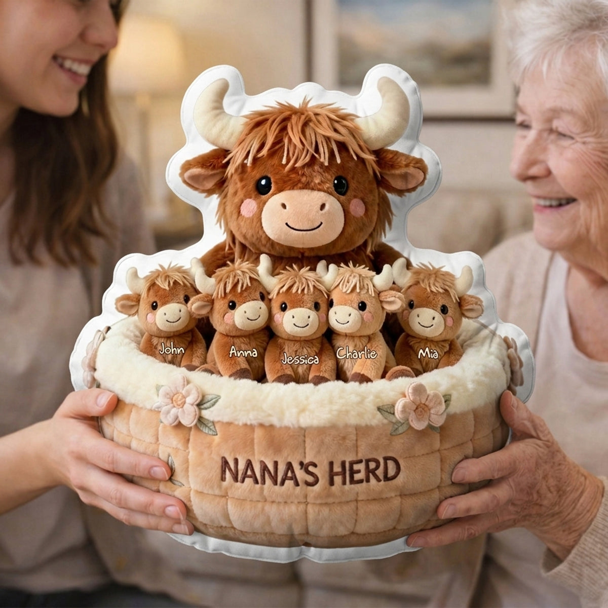 Cute Highland Cow Custom Pillow - Personalized Gifts For Grandma 05NALU280226-Homacus