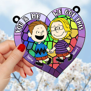 Personalized Gifts For Couple Suncatcher Ornament 03QHQN180624HH LGBT Couple Hand in Hand-Homacus