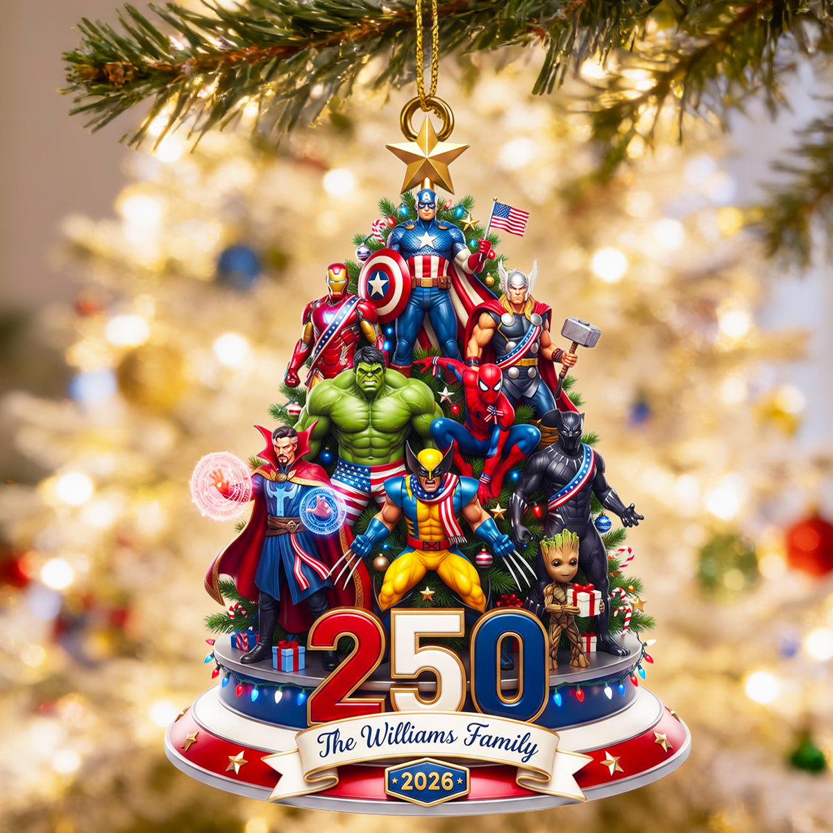 Patriotic America 250 Christmas Ornament Personalized Tree Decor 01TYDT240826