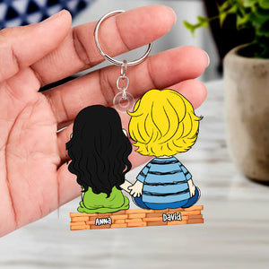 Side By Side Couple Keychain - Personalized Gifts For Couples-Homacus